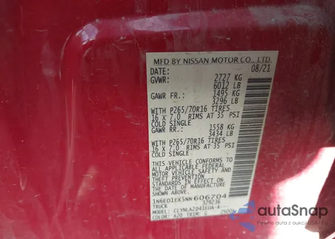 2022 Nissan Frontier S z USA, uszkodzony, nr VIN 1N6ED1EK5NN606704